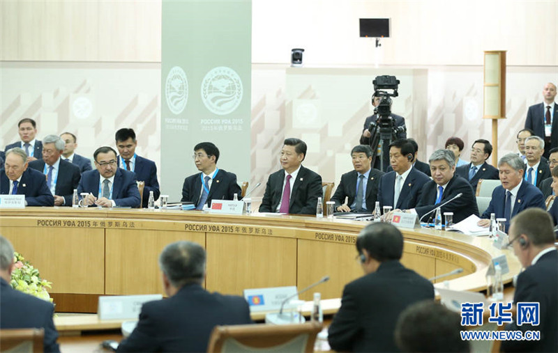 7月10日，上海合作組織成員國元首理事會第十五次會議在俄羅斯烏法舉行。國家主席習近平出席會議並發表重要講話。 新華社記者 龐興雷攝