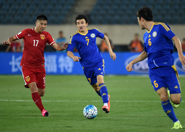 热身赛:中国男足0:1负于哈萨克斯坦队