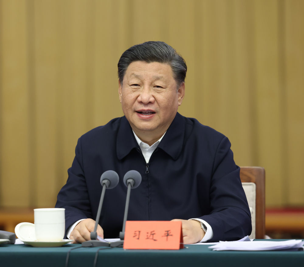 2021年10月22日下午，中共中央總書記、國家主席、中央軍委主席習近平在山東省濟南市主持召開深入推動黃河流域生態保護和高質量發展座談會並發表重要講話。新華社記者 謝環馳 攝