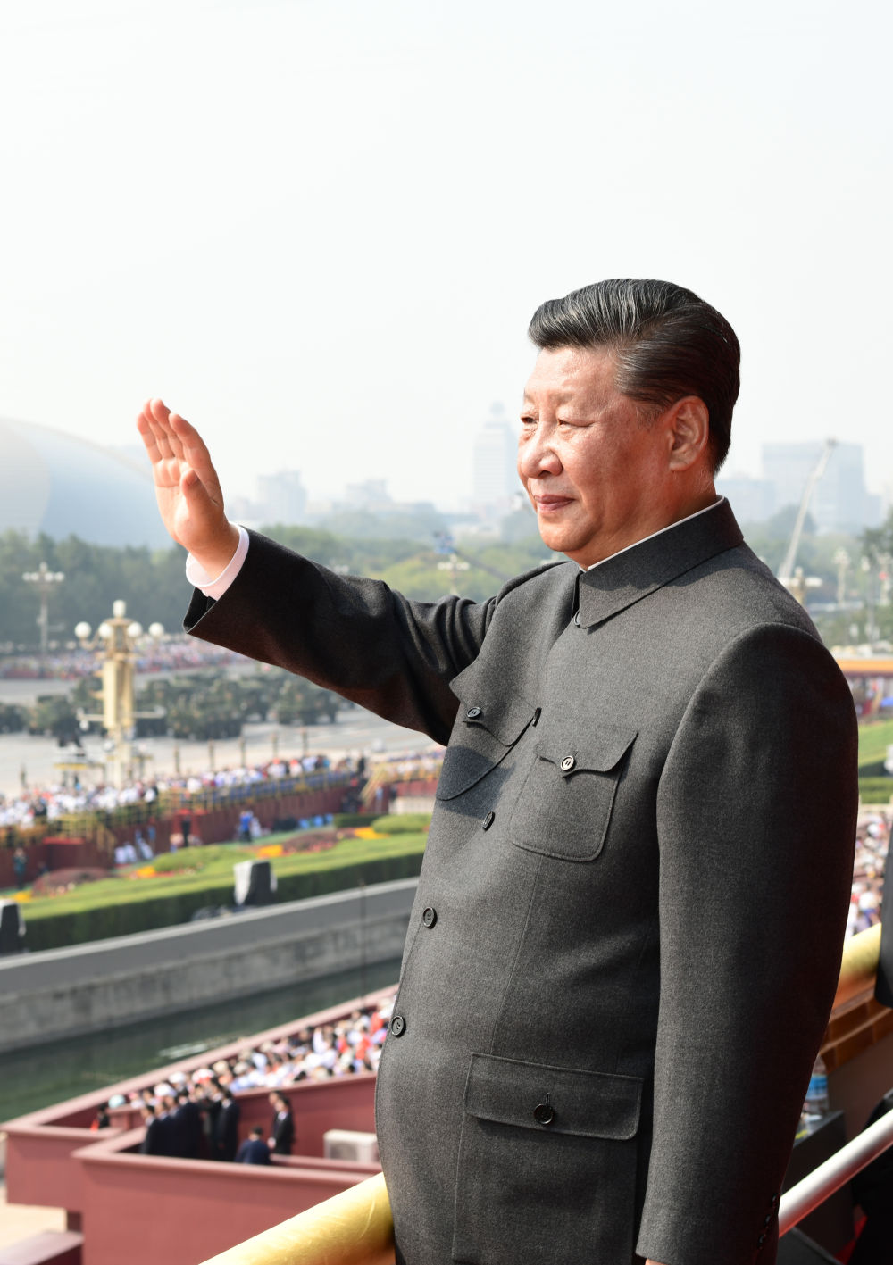 2019年10月，慶祝中華人民共和國成立70周年大會在北京天安門廣場隆重舉行。這是習近平總書記在天安門城樓上。新華社記者 謝環馳 攝