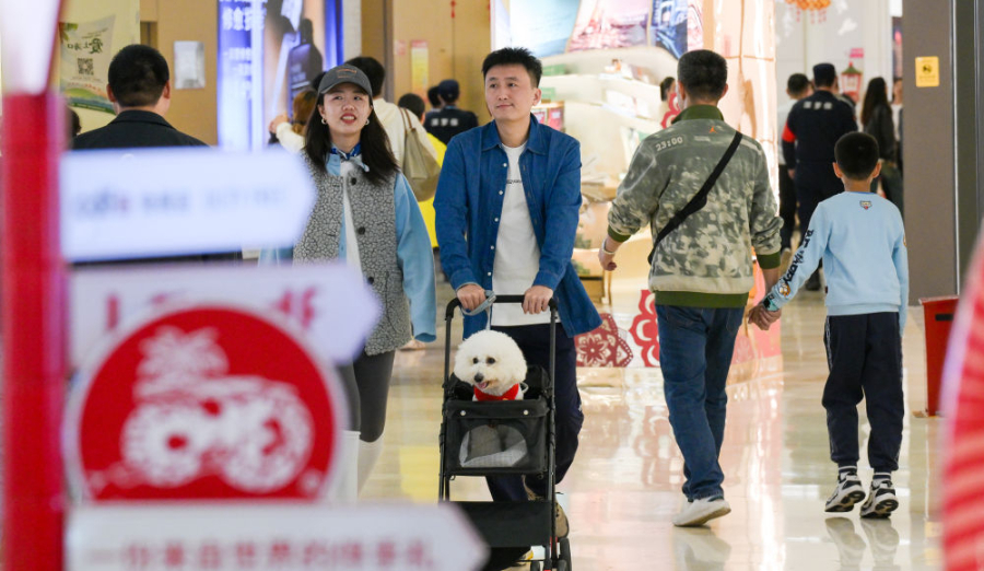 2025年1月30日，游客在中免集团海口日月广场免税店选购免税商品。新华社记者 杨冠宇 摄